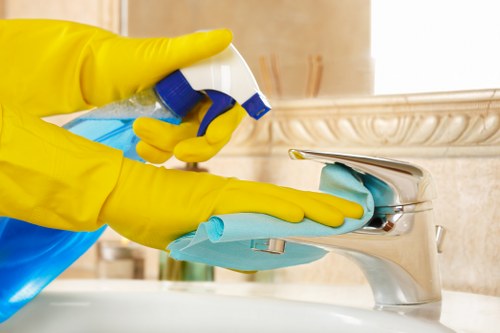 Professional carpet cleaning process in a Collier Row workspace